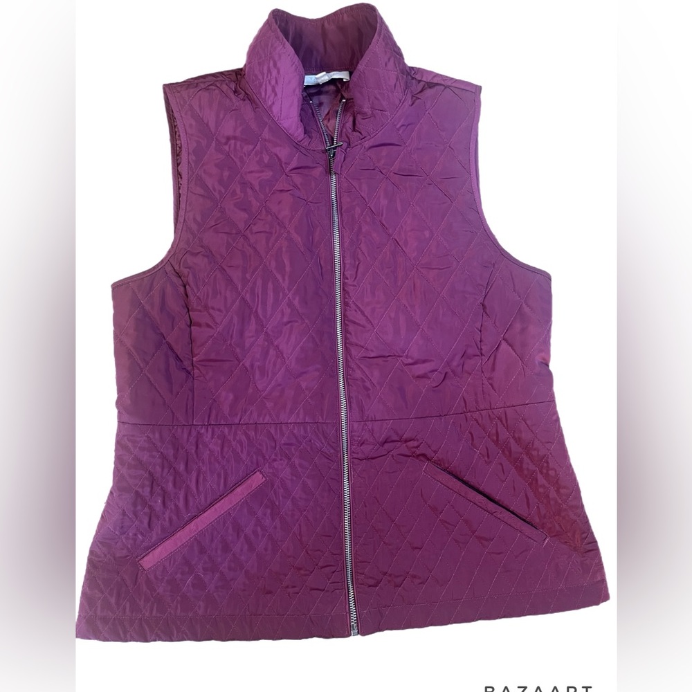 Quilted vest with 2 front pockets cinched waist by Talbots petites size med